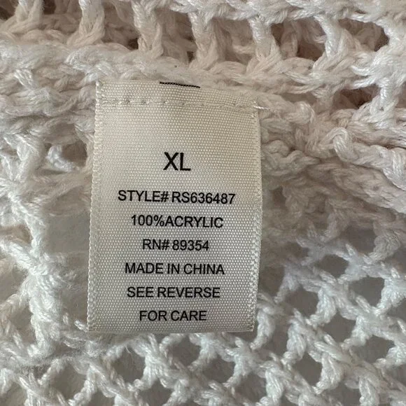 White Knit Cardigan With Yellow Lemon Embroidery & Tie Front Closure Womens XL - Picture 6 of 14